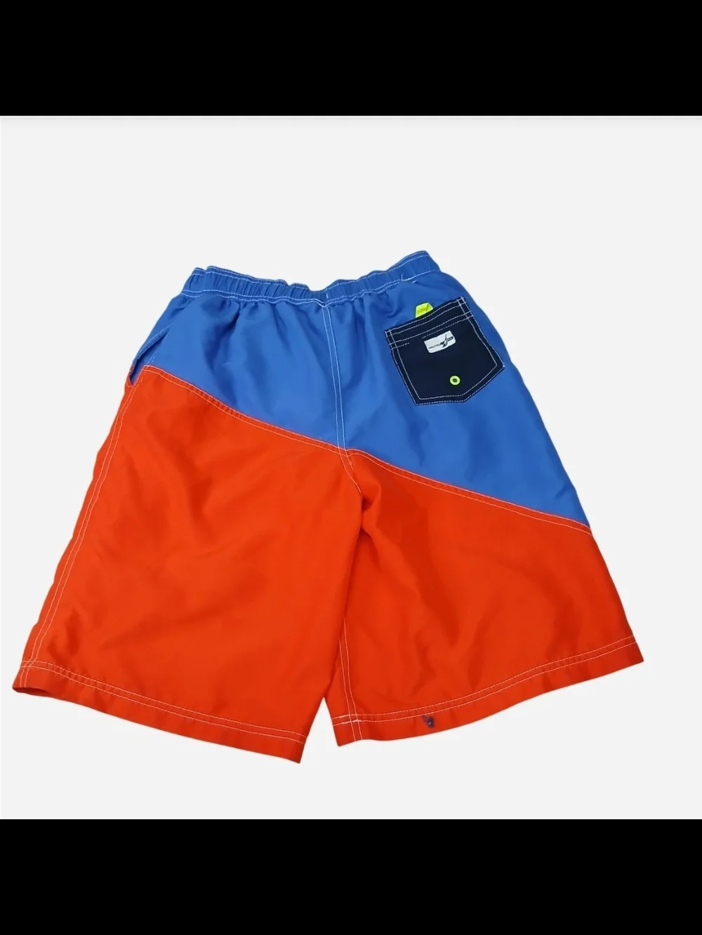 Nautica Navy and White Mesh Lined Swim Shorts Label Detail